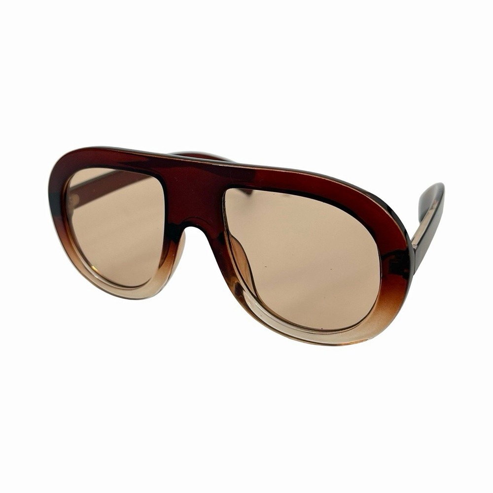 Oversized Aviator Sunglasses Brown Ombre Shield Y2K 70s Retro Boho Glam Unisex